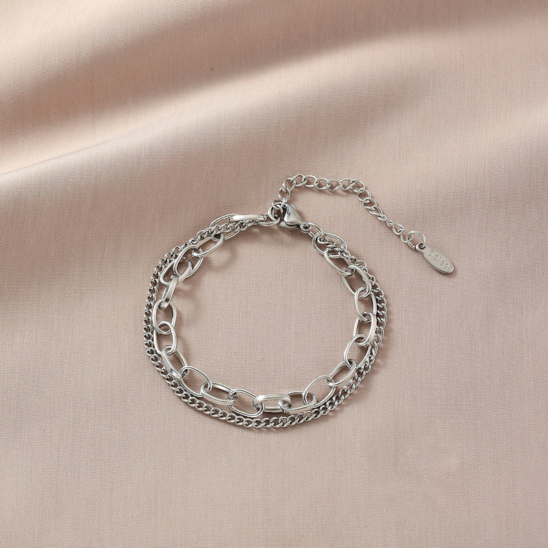 Fashion Link Chain Stainless Steel Bangle Bracelet for Women