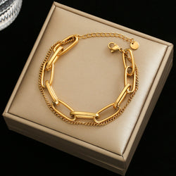 Fashion Link Chain Stainless Steel Bangle Bracelet for Women