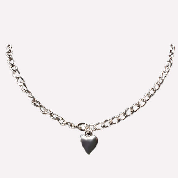 Trendy Women Jewelry Cute Heart Lock Necklace Gold Silver Choker