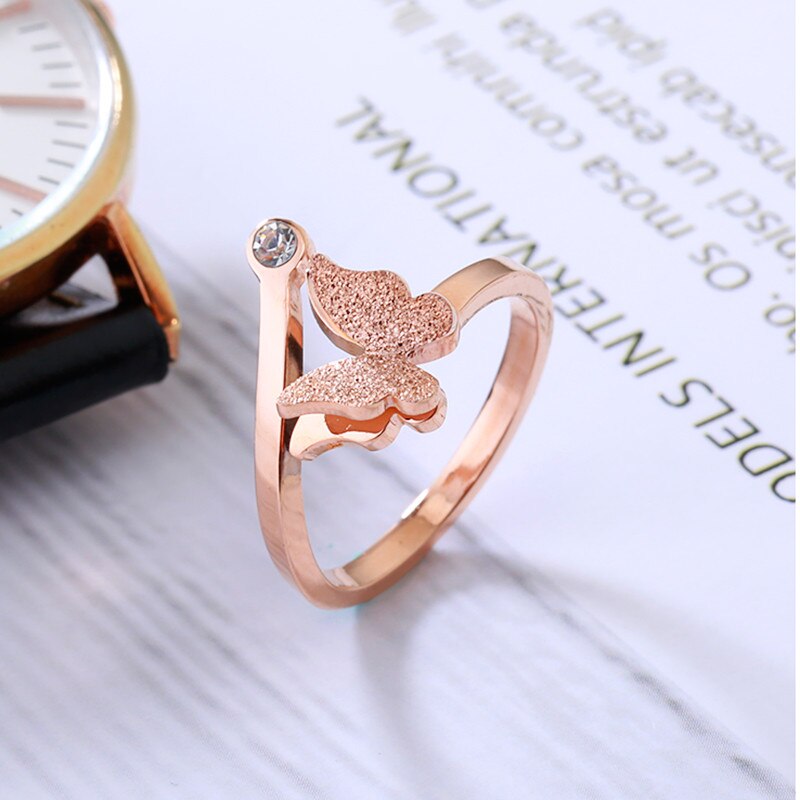 Butterfly Zircon Stone Rose Gold Fashion Ring for women – Bear By