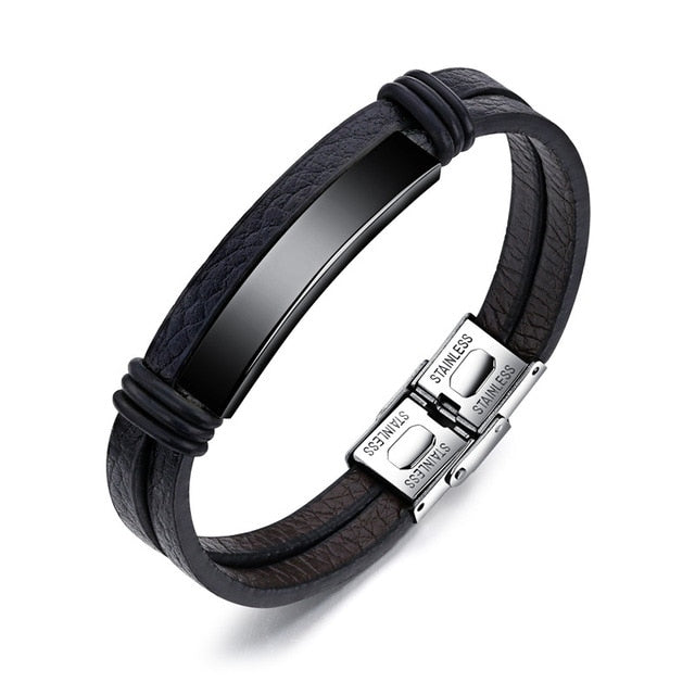 Stainless Steel Christian Bracelet Band with adjustable Buckle clasp for Men