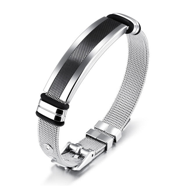 Stainless Steel Christian Bracelet Band with adjustable Buckle clasp for Men