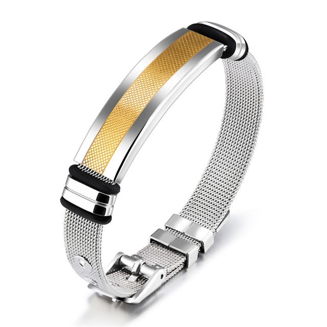 Stainless Steel Christian Bracelet Band with adjustable Buckle clasp for Men