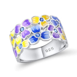 New 2020 Elegant Flower Blue cubic Zirconia Banquet Ring for Women