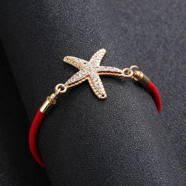 Natural Starfish Bohemian Red Rope Summer Collection Bracelets