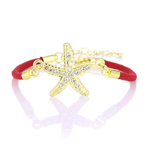 Natural Starfish Bohemian Red Rope Summer Collection Bracelets