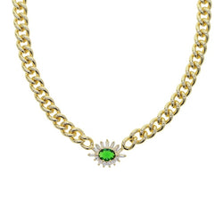 New Baguette CZ Green Stone Chunky Collar Choker Necklace for Women