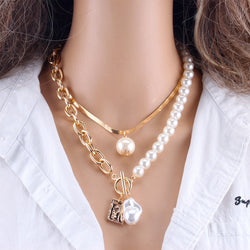 Fashion Pearls Pendants 2 Layers Necklace for Women