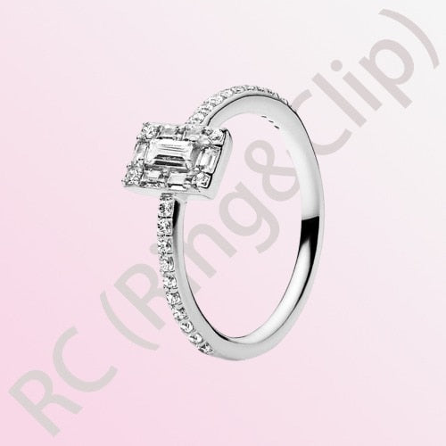 Sterling Silver Princess Tiara Crown Sparkling Love Heart Ring for Women