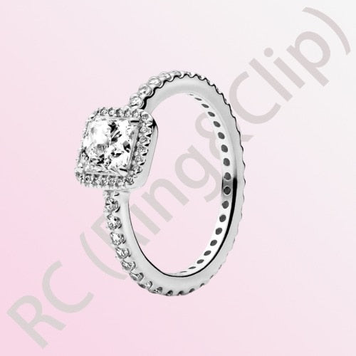 Sterling Silver Princess Tiara Crown Sparkling Love Heart Ring for Women