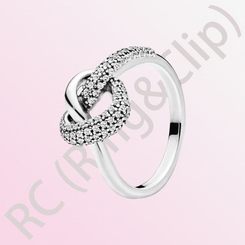 Sterling Silver Princess Tiara Crown Sparkling Love Heart Ring for Women