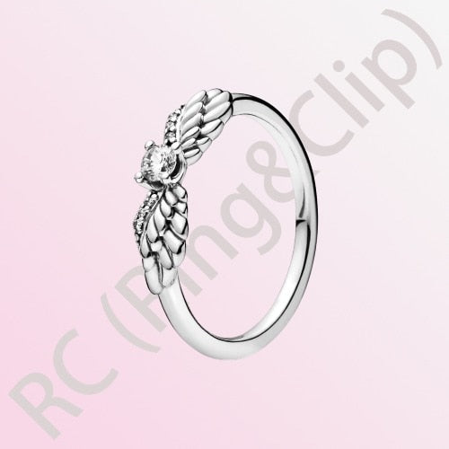 Sterling Silver Princess Tiara Crown Sparkling Love Heart Ring for Women