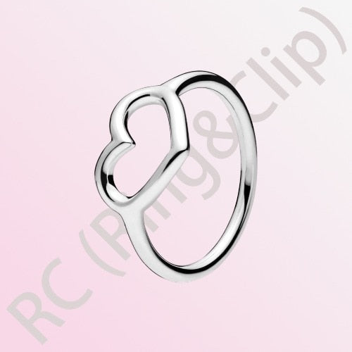 Sterling Silver Princess Tiara Crown Sparkling Love Heart Ring for Women