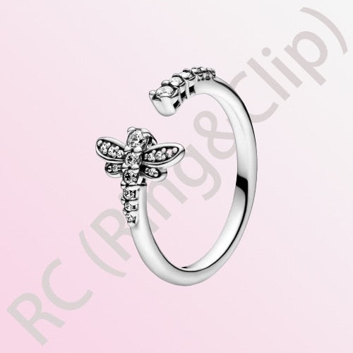 Sterling Silver Princess Tiara Crown Sparkling Love Heart Ring for Women