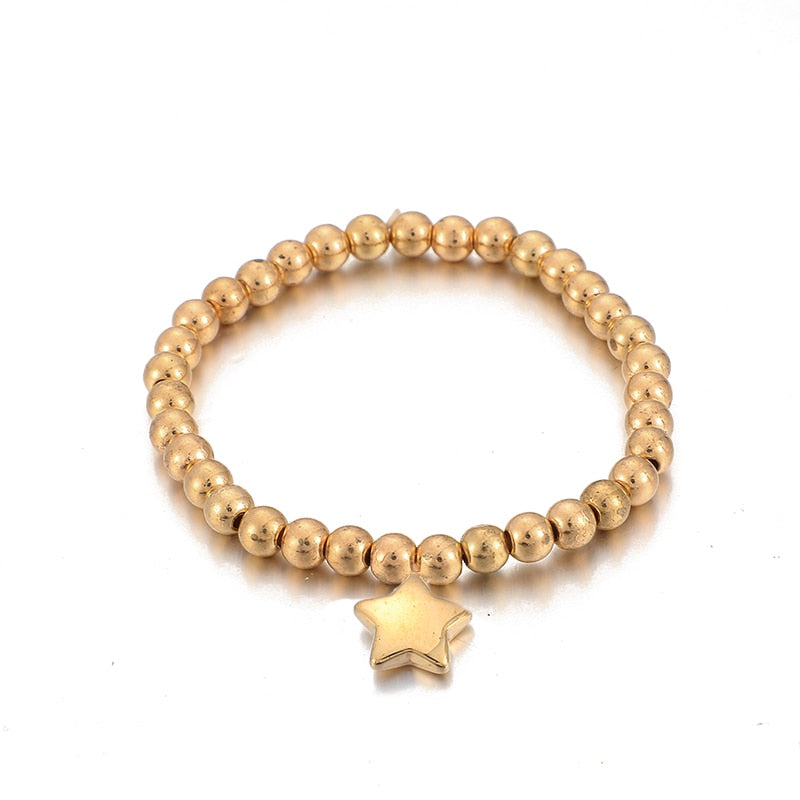 Fashion Gold Color Beads Pearl Star Multilayer 6pcs/set for Women