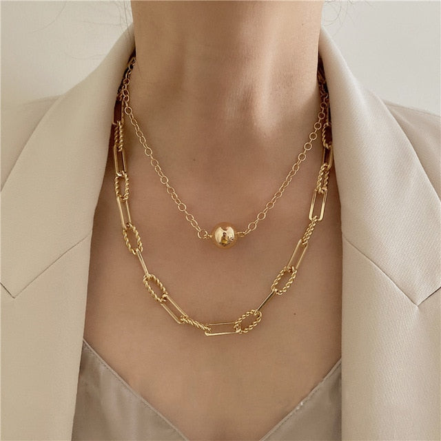 Chain Toggle Clasp Gold Necklace for Women