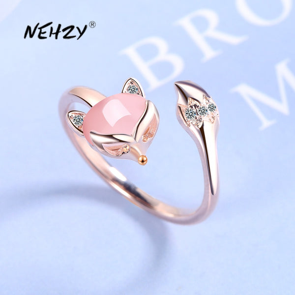 New Fashion Crystal Zircon Agate Fox Ring for Women