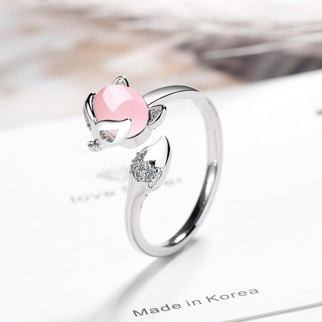 New Fashion Crystal Zircon Agate Fox Ring for Women