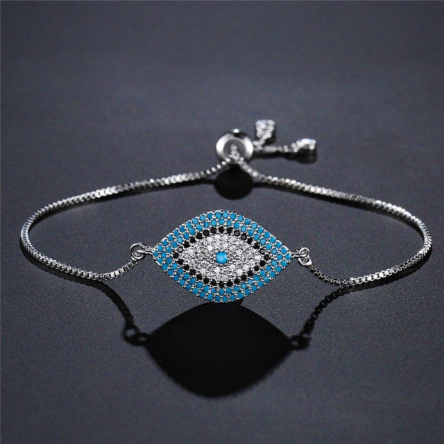 New 2021 Turkish Evil  Blue Eye Bracelet Pave CZ for Women