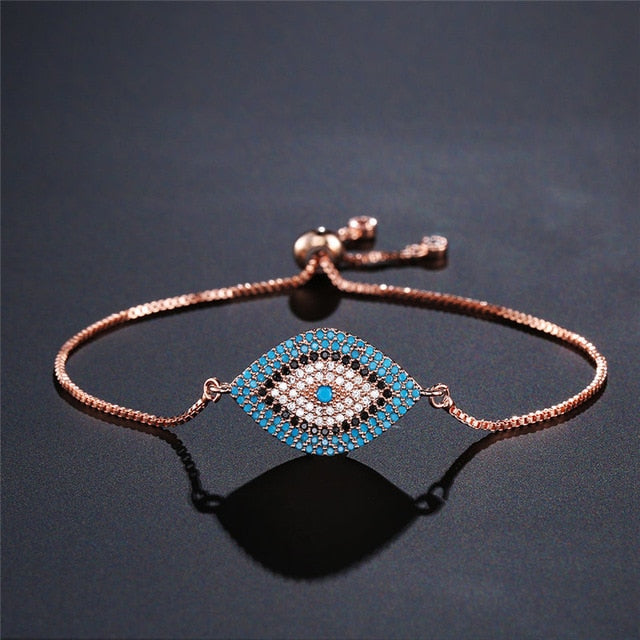 New 2021 Turkish Evil  Blue Eye Bracelet Pave CZ for Women