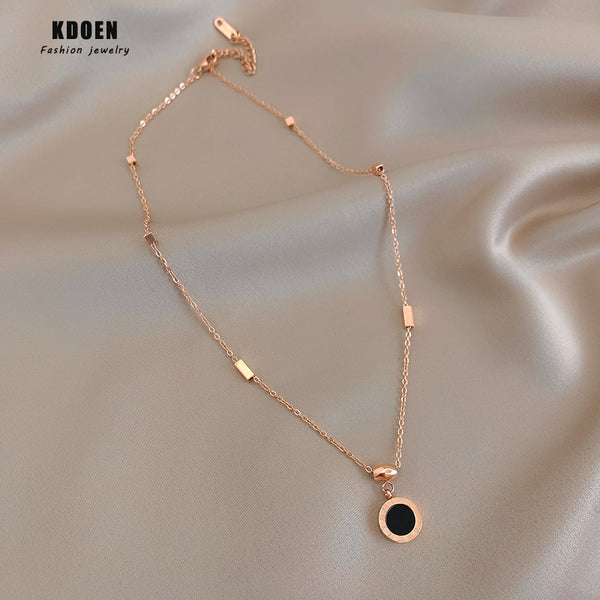 Steel Roman Disc Pendant Necklace for Women