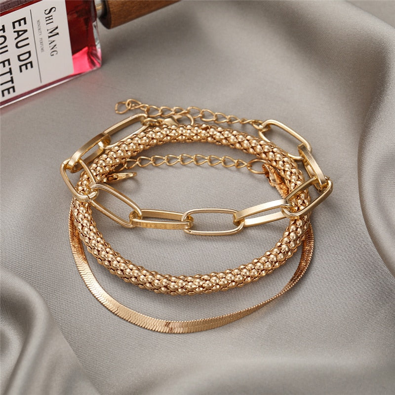 Set 3Pcs Fashion Chain bracelet Bangles for Women