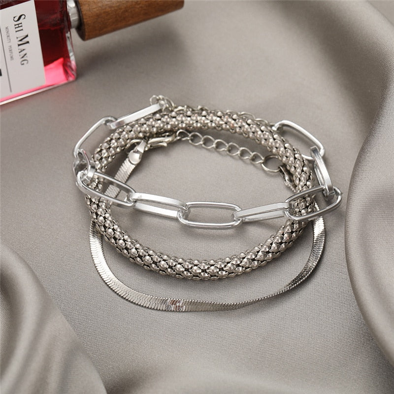 Set 3Pcs Fashion Chain bracelet Bangles for Women