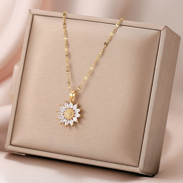 Gold Plate Sunflower Necklace for women