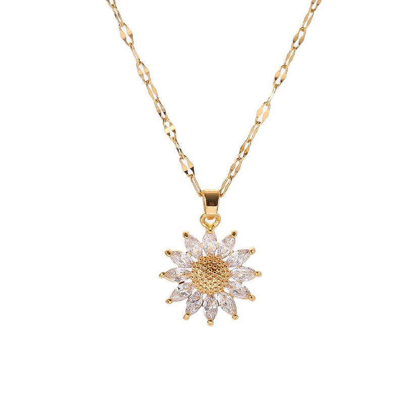 Gold Plate Sunflower Necklace for women