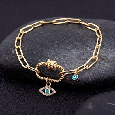 Classic Copper Zircon Original Evil Eye Pendant Bracelet Bead for Women