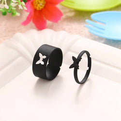 Colorful Butterfly Lover Couple Rings Set for Women