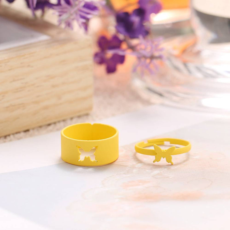 Colorful Butterfly Lover Couple Rings Set for Women