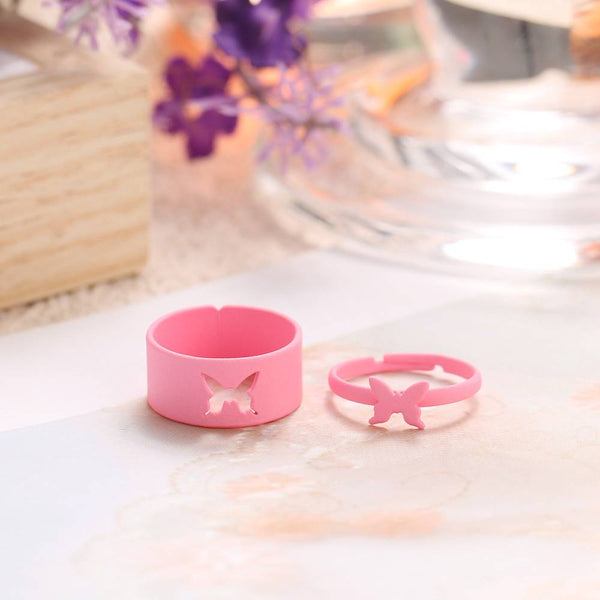 Colorful Butterfly Lover Couple Rings Set for Women