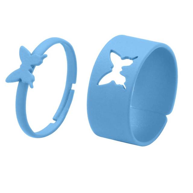 Colorful Butterfly Lover Couple Rings Set for Women