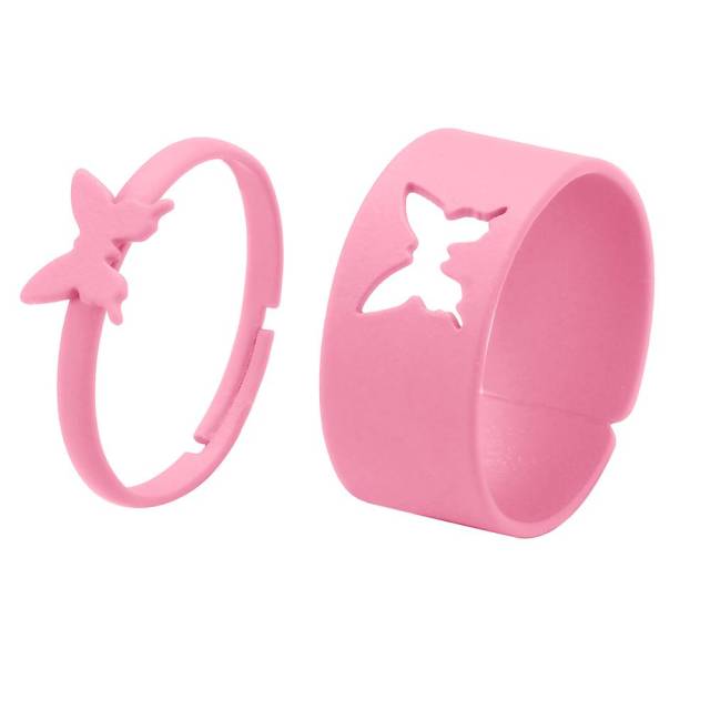 Colorful Butterfly Lover Couple Rings Set for Women