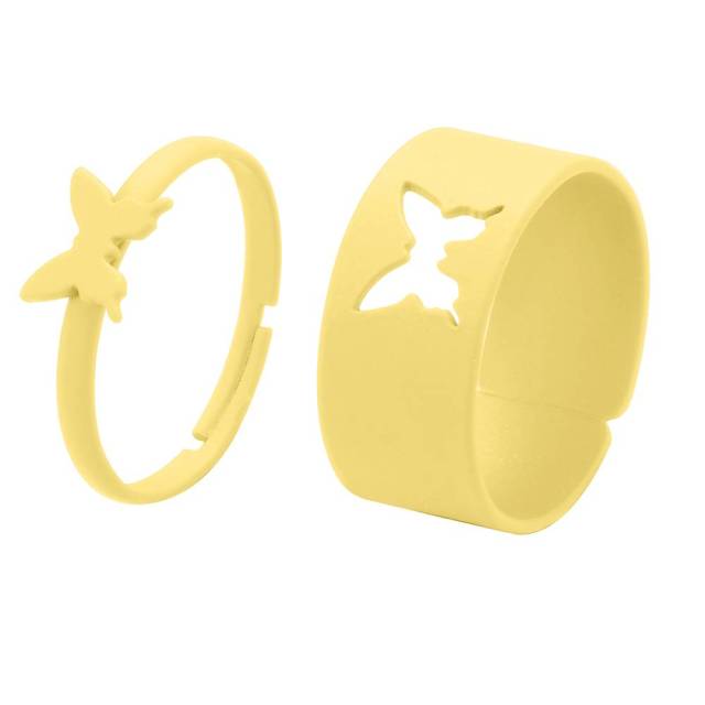 Colorful Butterfly Lover Couple Rings Set for Women