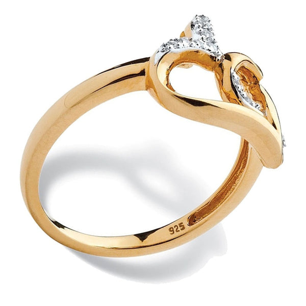 Delicate Double Heart Ring Crystal Gold Rose for Womens