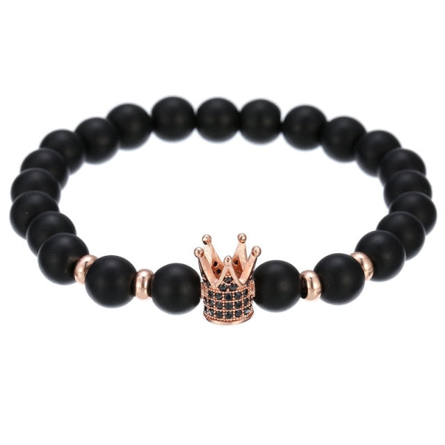 2022 Micro CZ King Crown Charm bracelet, Cooper Beads Bangle Unisex