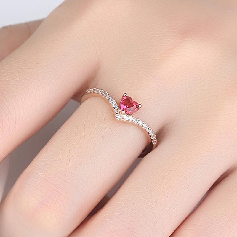 Rose Gold Heart Clear Cristal Adjustable Ring for women